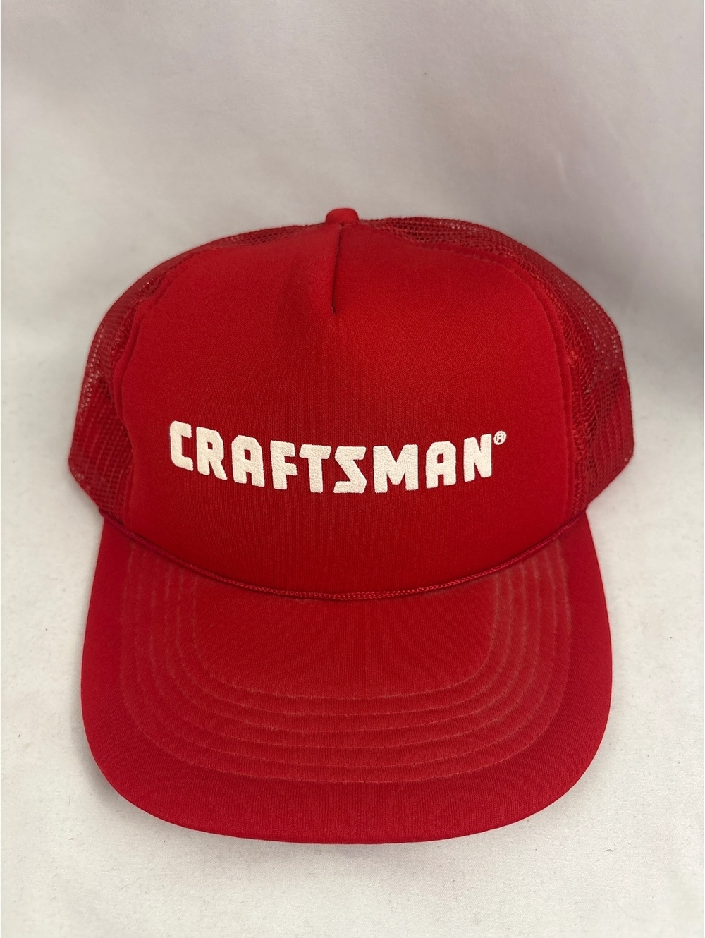 Vintage Craftsman Red Mesh Snapback Hat Cap